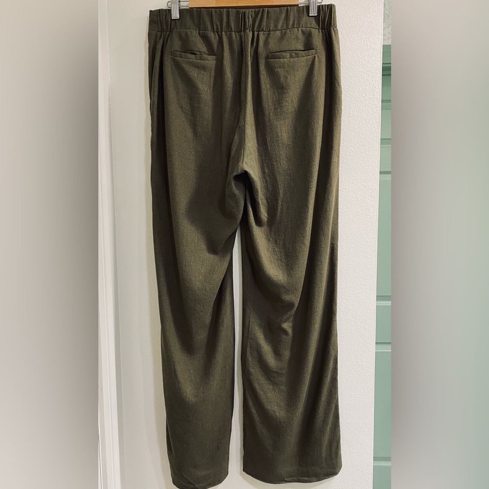 Christina Olive Wide-Leg Linen Blend Pull-On Pants Medium - Picture 7 of 7